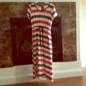 Blue/white/red maxi dress